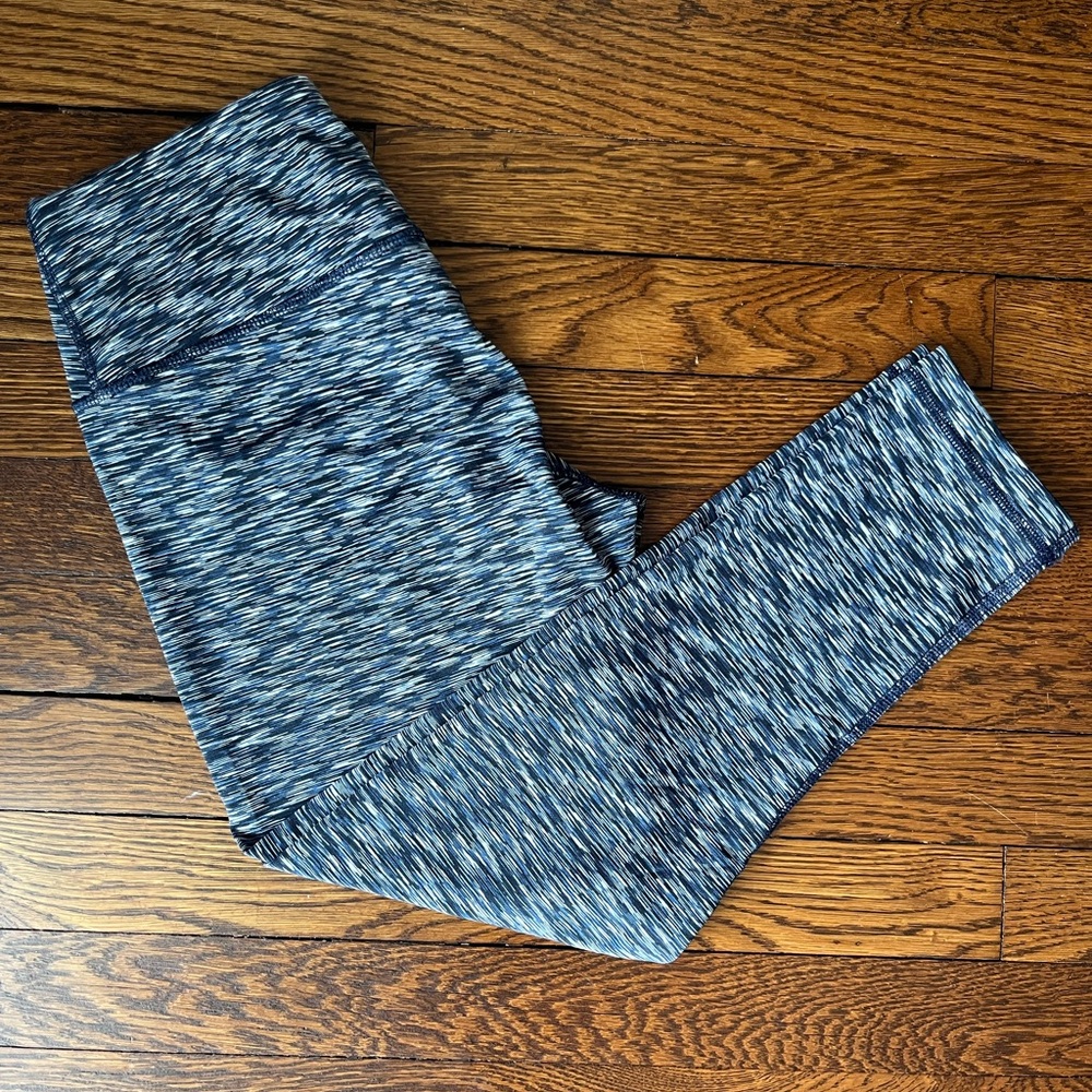 90 Degree by Reflex Blue Space Dye High Rise Cropped Leggings - Size S